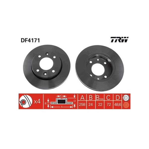 Bromsskiva Ventilerad, Framaxel Trw DF4171 TRW Bromsskiva Ventilerad, Framaxel Trw DF4171 TRW