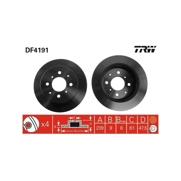 Bromsskiva Solid, Bakaxel Trw DF4191 TRW