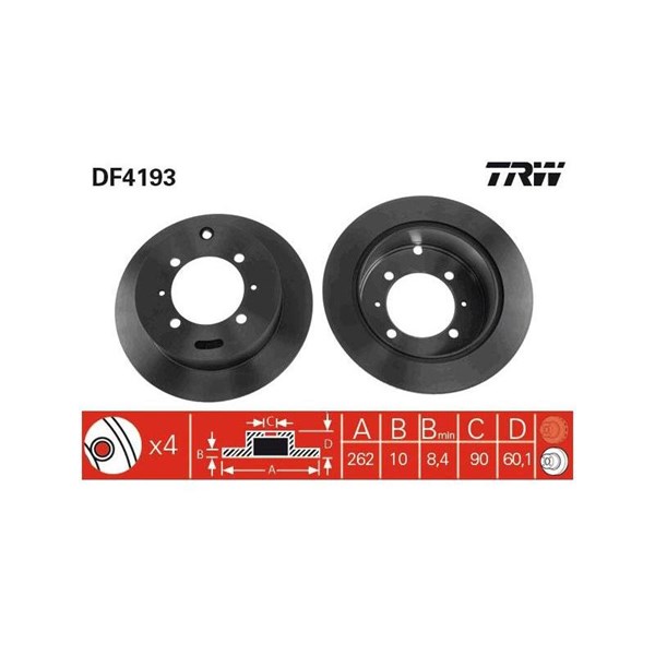 Bromsskiva Solid, Bakaxel Trw DF4193 TRW Bromsskiva Solid, Bakaxel Trw DF4193 TRW