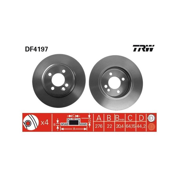 Bromsskiva Ventilerad, Framaxel Trw DF4197 TRW