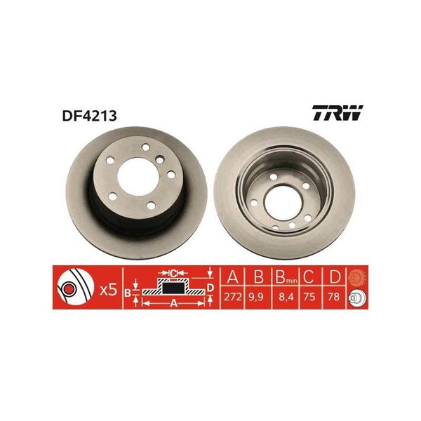 Bromsskiva Solid, Bakaxel Trw DF4213 TRW