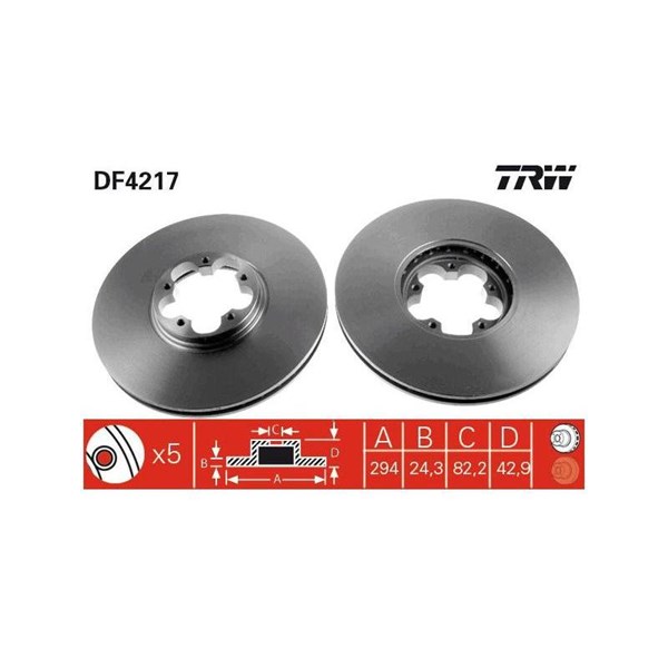 Bromsskiva Ventilerad, Framaxel Trw DF4217 TRW