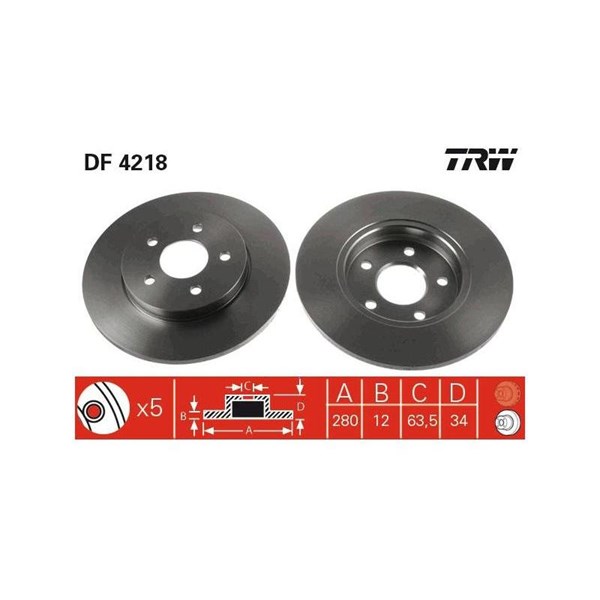 Bromsskiva Solid, Bakaxel Trw DF4218 TRW