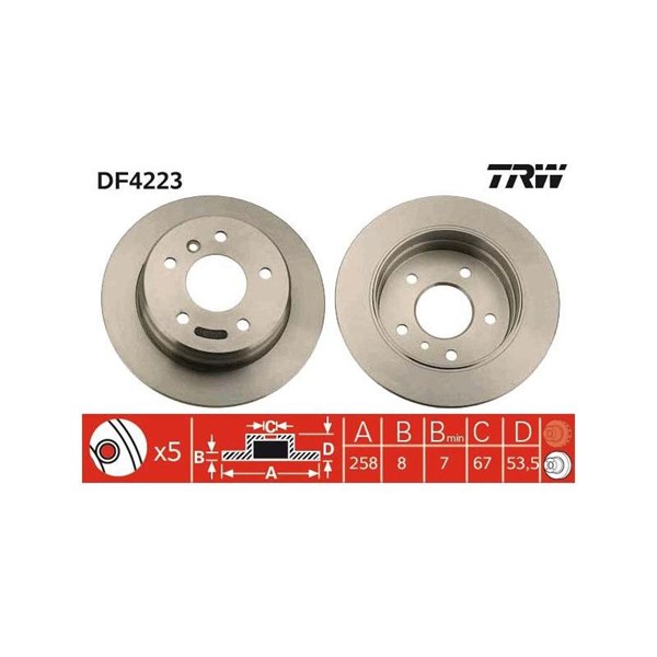 Bromsskiva Solid, Bakaxel Trw DF4223 TRW