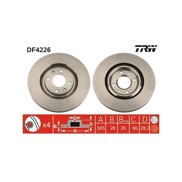 Bromsskiva Ventilerad, Framaxel Trw DF4226 TRW