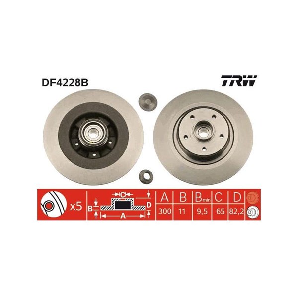 Bromsskiva Solid, Bakaxel Trw DF4228 TRW