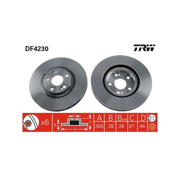 Bromsskiva Ventilerad, Framaxel Trw DF4230 TRW