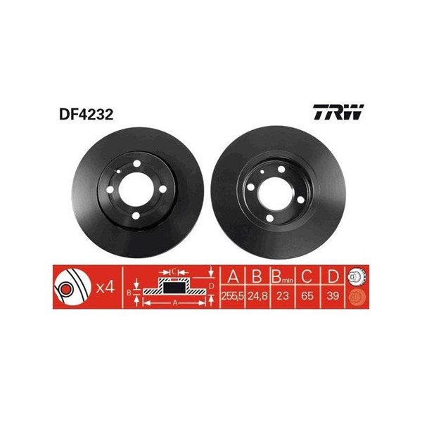 Bromsskiva Ventilerad, Framaxel Trw DF4232 TRW
