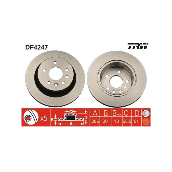 Bromsskiva Ventilerad, Bakaxel Trw DF4247 TRW Bromsskiva Ventilerad, Bakaxel Trw DF4247 TRW