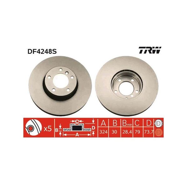 Bromsskiva Ventilerad, Framaxel Trw DF4248S TRW