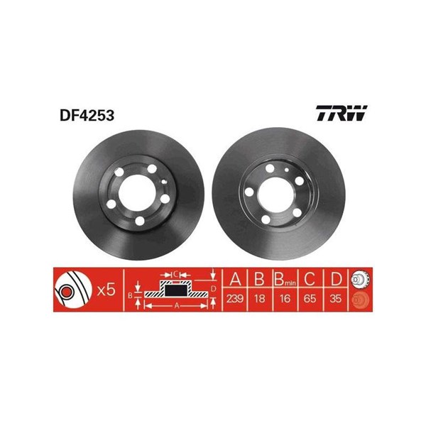Bromsskiva Ventilerad, Framaxel Trw DF4253 TRW