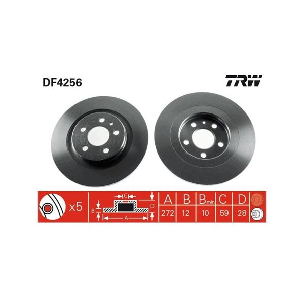 Bromsskiva Solid, Bakaxel Trw DF4256 TRW