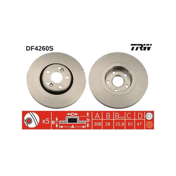 Bromsskiva Ventilerad Trw DF4260S TRW