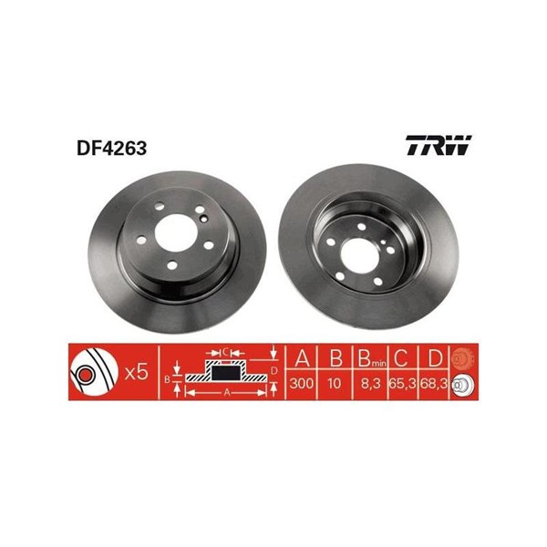 Bromsskiva Solid, Bakaxel Trw DF4263 TRW