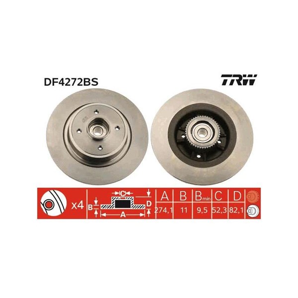 Bromsskiva Solid, Bakaxel Trw DF4272 TRW