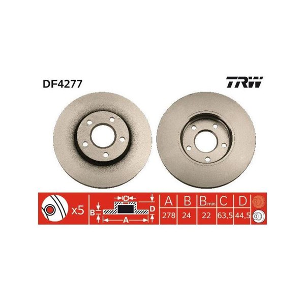 Bromsskiva Ventilerad Trw DF4277 TRW