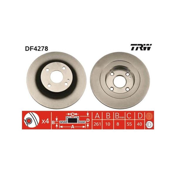 Bromsskiva Solid, Bakaxel Trw DF4278 TRW