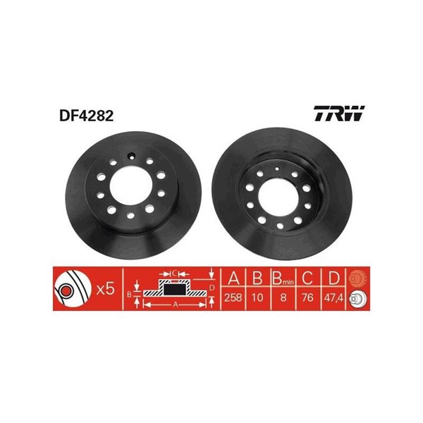 Bromsskiva Solid, Bakaxel Trw DF4282 TRW Bromsskiva Solid, Bakaxel Trw DF4282 TRW