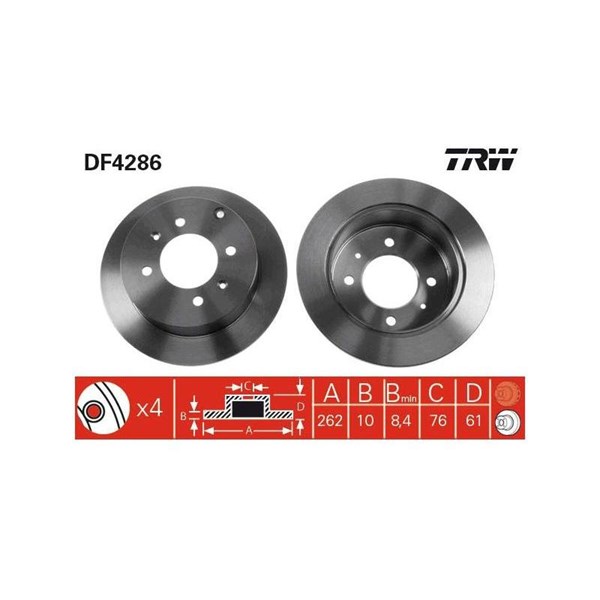Bromsskiva Solid, Bakaxel Trw DF4286 TRW