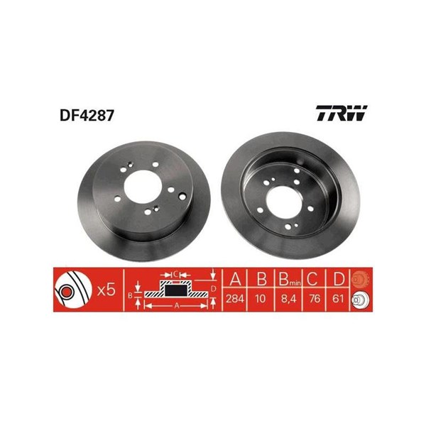 Bromsskiva Solid, Bakaxel Trw DF4287 TRW