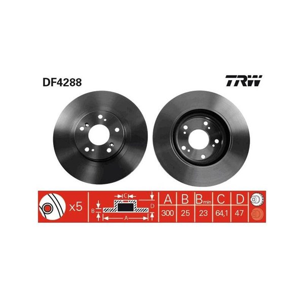 Bromsskiva Ventilerad, Framaxel Trw DF4288 TRW
