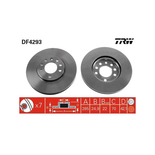 Bromsskiva Ventilerad Trw DF4293 TRW