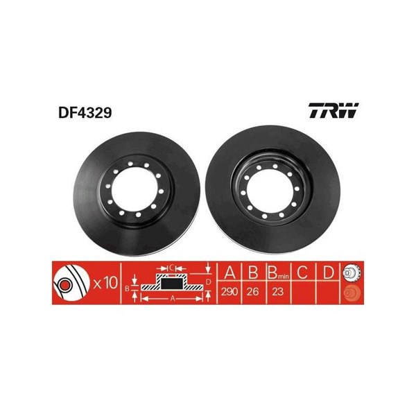 Bromsskiva Ventilerad, Framaxel Trw DF4329 TRW