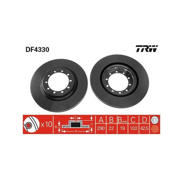 Bromsskiva Ventilerad, Framaxel Trw DF4330 TRW Bromsskiva Ventilerad, Framaxel Trw DF4330 TRW