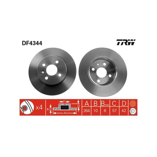 Bromsskiva Solid, Bakaxel Trw DF4344 TRW