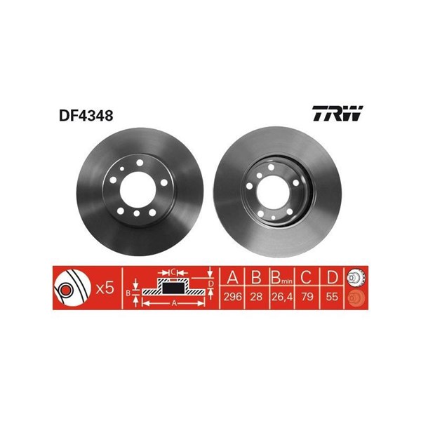 Bromsskiva Ventilerad, Framaxel Trw DF4348 TRW Bromsskiva Ventilerad, Framaxel Trw DF4348 TRW