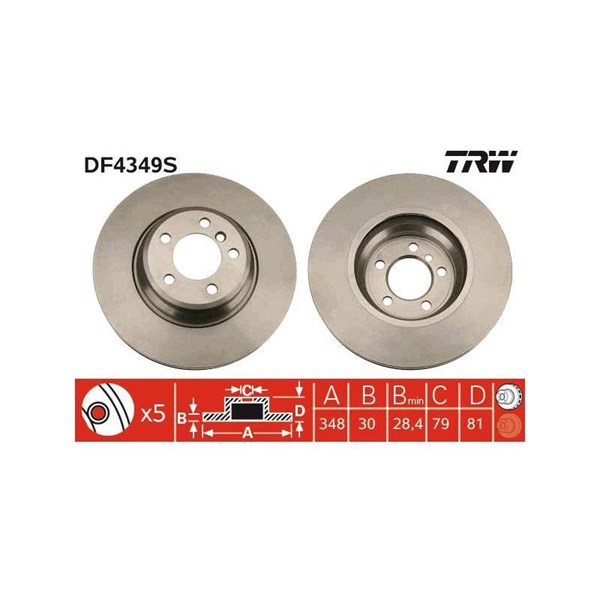 Bromsskiva Ventilerad, Framaxel Trw DF4349S TRW