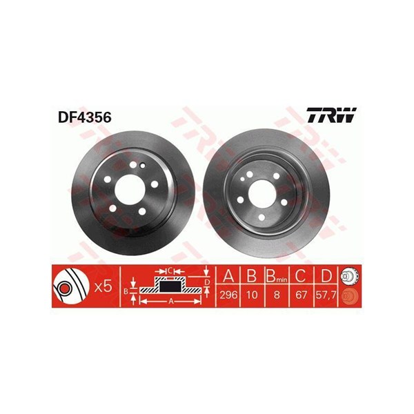 Bromsskiva Solid, Bakaxel Trw DF4356 TRW
