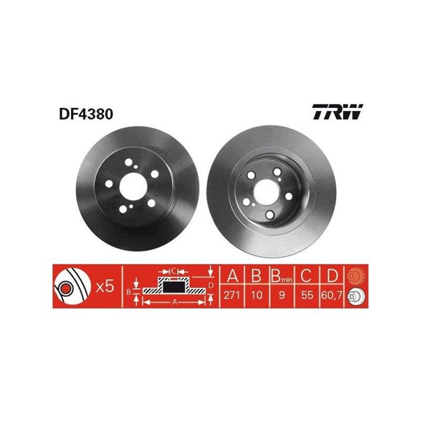 Bromsskiva Solid, Bakaxel Trw DF4380 TRW