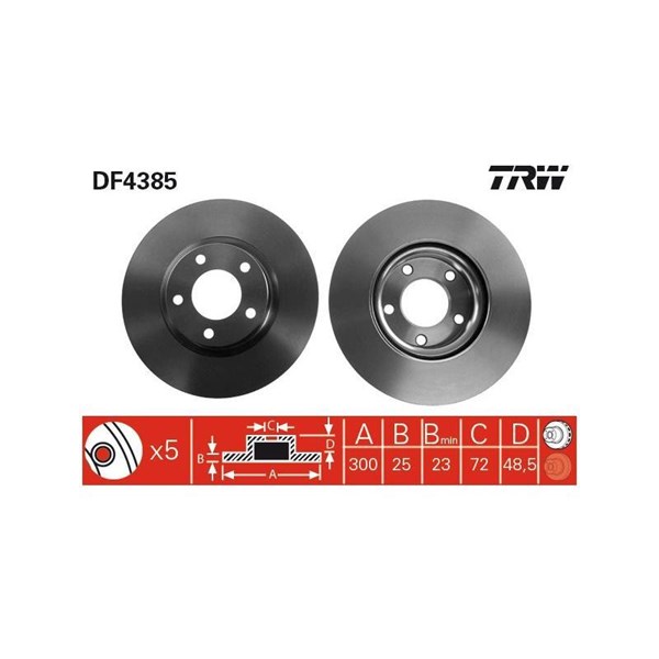 Bromsskiva Ventilerad, Framaxel Trw DF4385 TRW