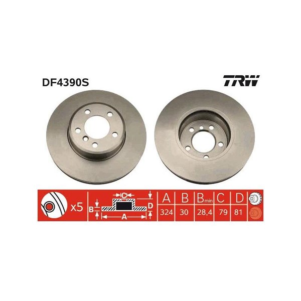 Bromsskiva Ventilerad, Framaxel Trw DF4390S TRW