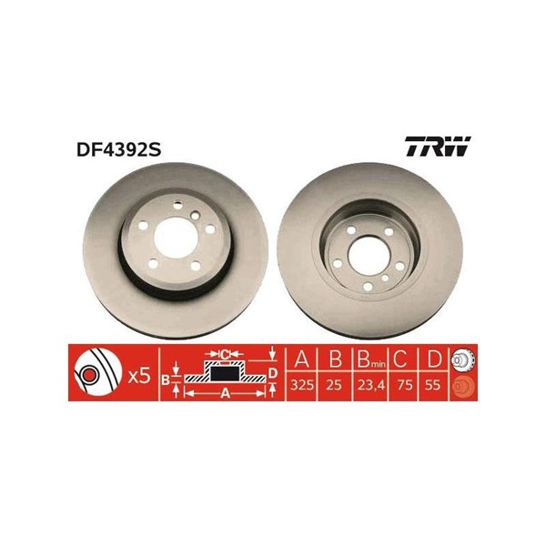 Bromsskiva Ventilerad, Framaxel Trw DF4392S TRW