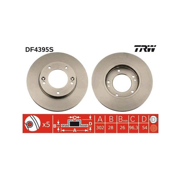 Bromsskiva Ventilerad, Framaxel Trw DF4395S TRW