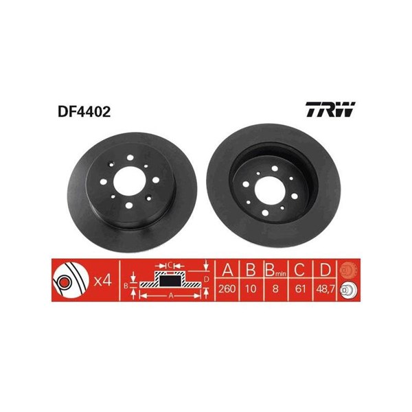 Bromsskiva Solid, Bakaxel Trw DF4402 TRW