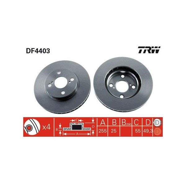 Bromsskiva Ventilerad, Framaxel Trw DF4403 TRW