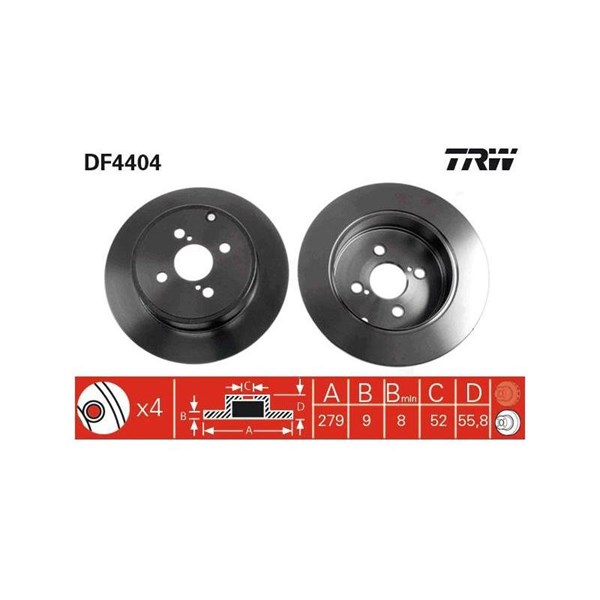 Bromsskiva Solid, Bakaxel Trw DF4404 TRW