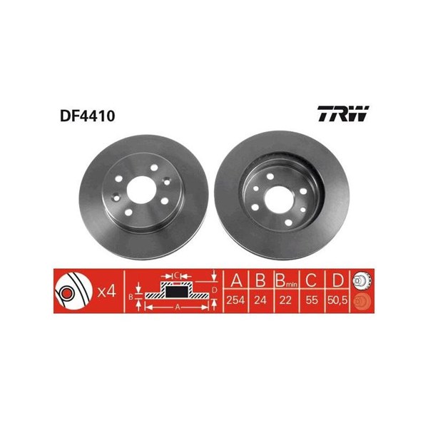 Bromsskiva Ventilerad, Framaxel Trw DF4410 TRW Bromsskiva Ventilerad, Framaxel Trw DF4410 TRW