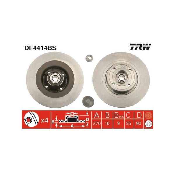 Bromsskiva Solid, Bakaxel Trw DF4414BS TRW