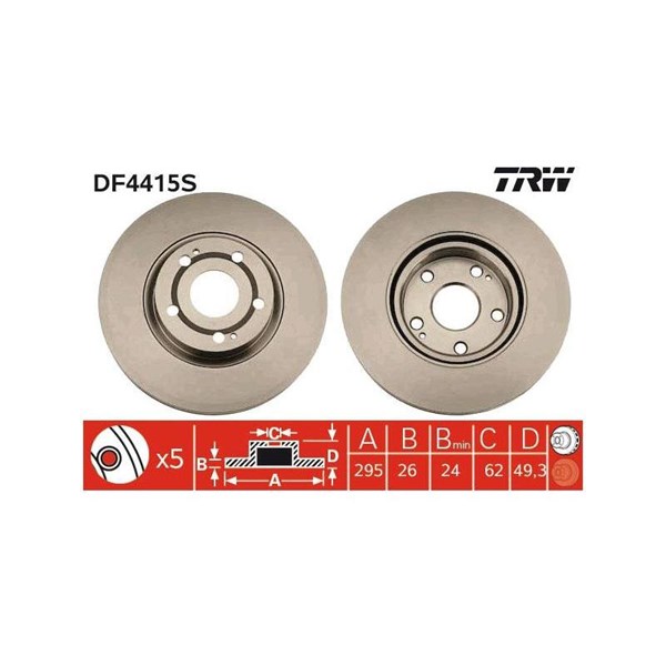 Bromsskiva Ventilerad, Framaxel Trw DF4415S TRW