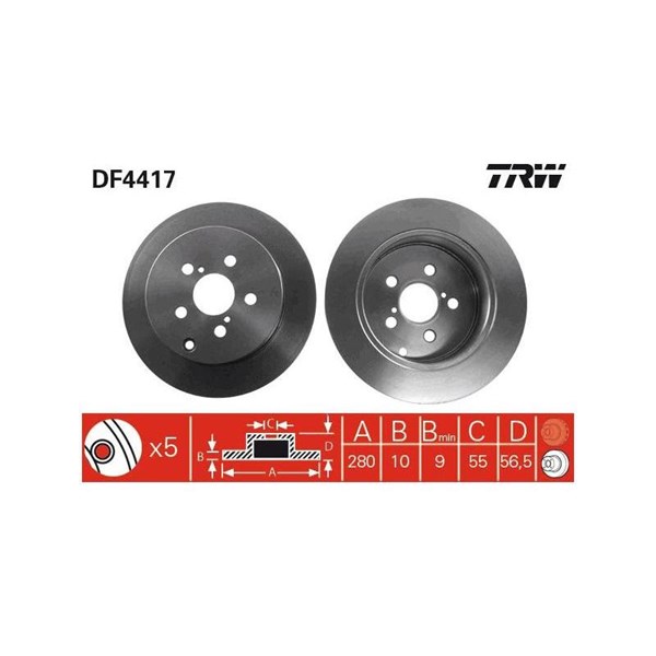 Bromsskiva Solid, Bakaxel Trw DF4417 TRW Bromsskiva Solid, Bakaxel Trw DF4417 TRW