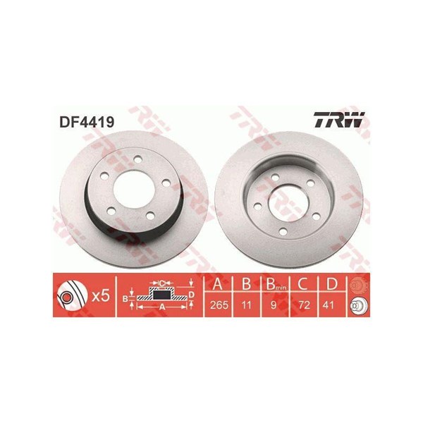 Bromsskiva Solid, Bakaxel Trw DF4419 TRW