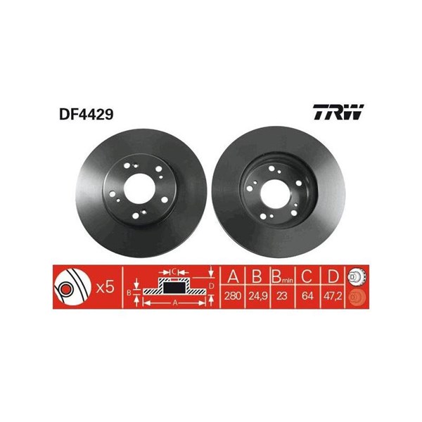 Bromsskiva Ventilerad, Framaxel Trw DF4429 TRW