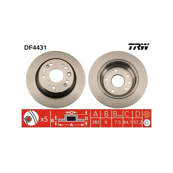 Bromsskiva Solid, Bakaxel Trw DF4431 TRW