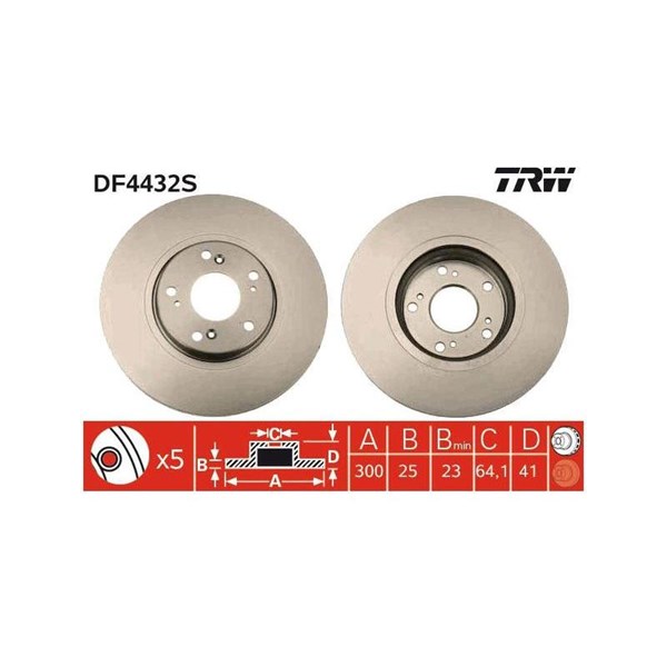Bromsskiva Ventilerad, Framaxel Trw DF4432S TRW