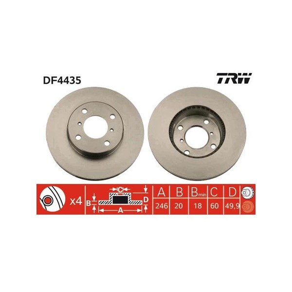 Bromsskiva Ventilerad, Framaxel Trw DF4435 TRW