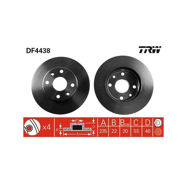 Bromsskiva Ventilerad, Framaxel Trw DF4438 TRW Bromsskiva Ventilerad, Framaxel Trw DF4438 TRW